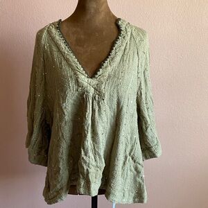 Free People Textured Green Blouse